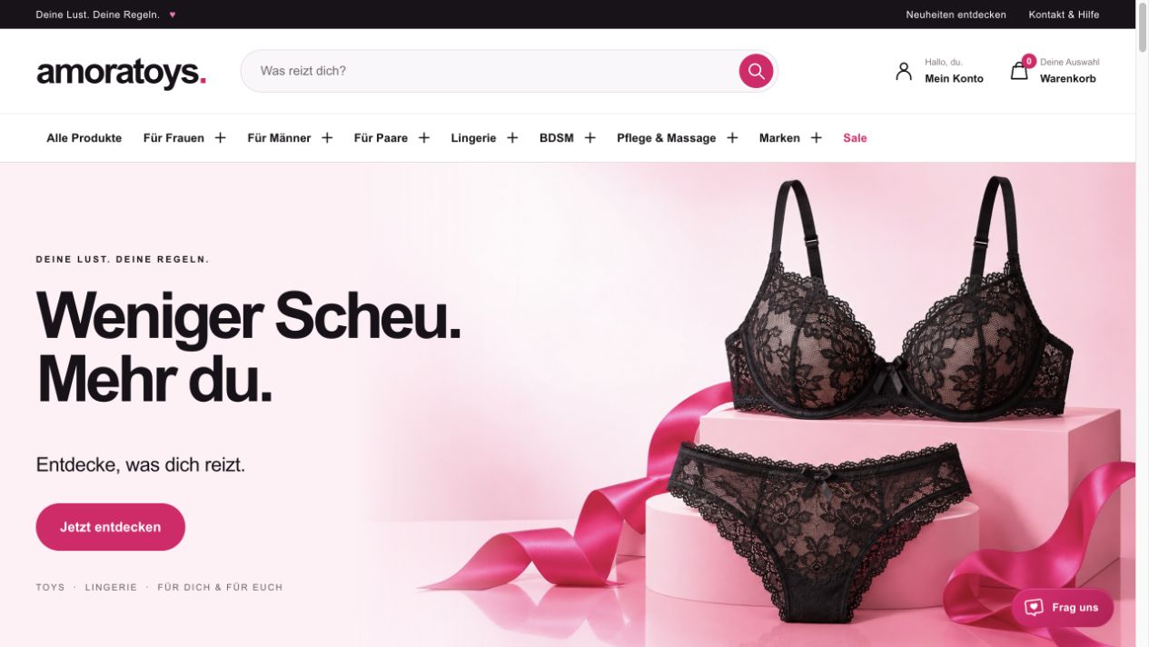 Actual homepage of Amoratoys