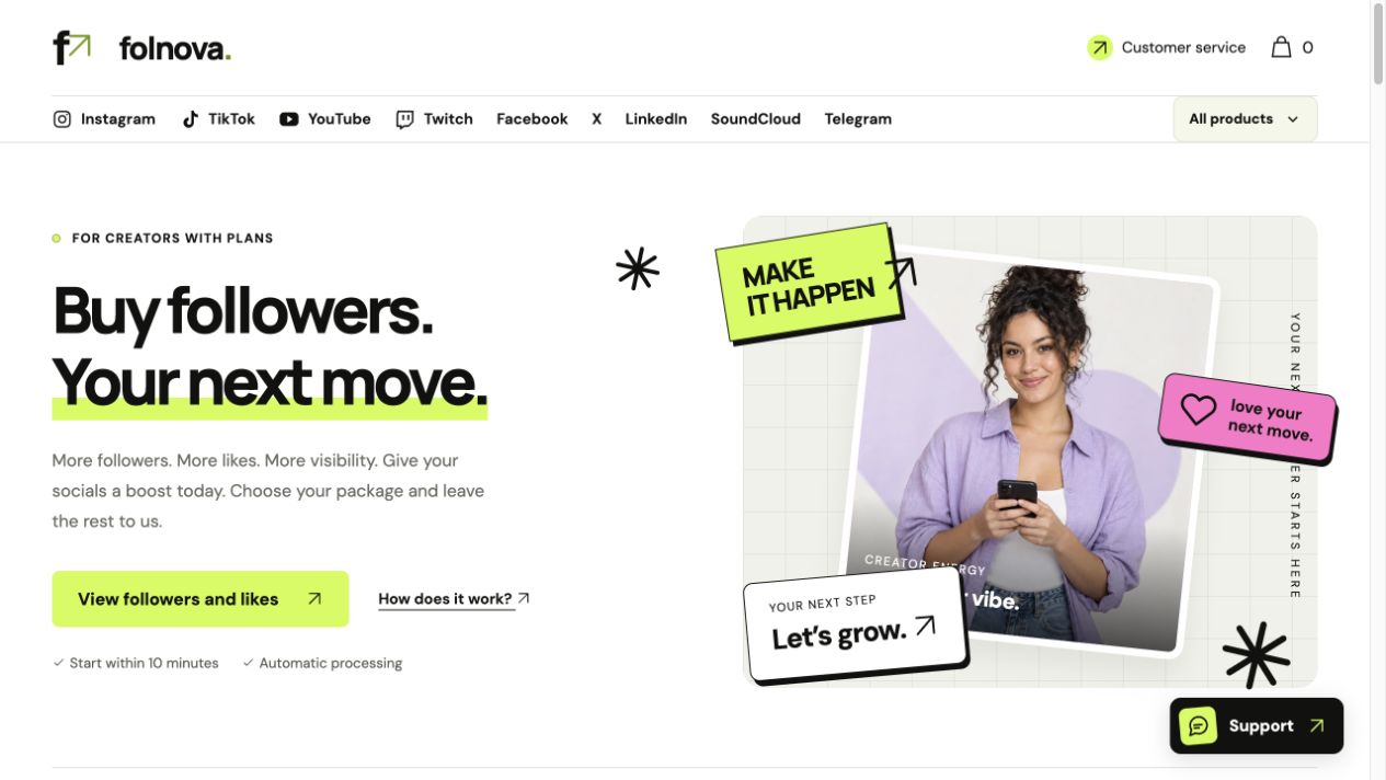 Actual homepage of Folnova