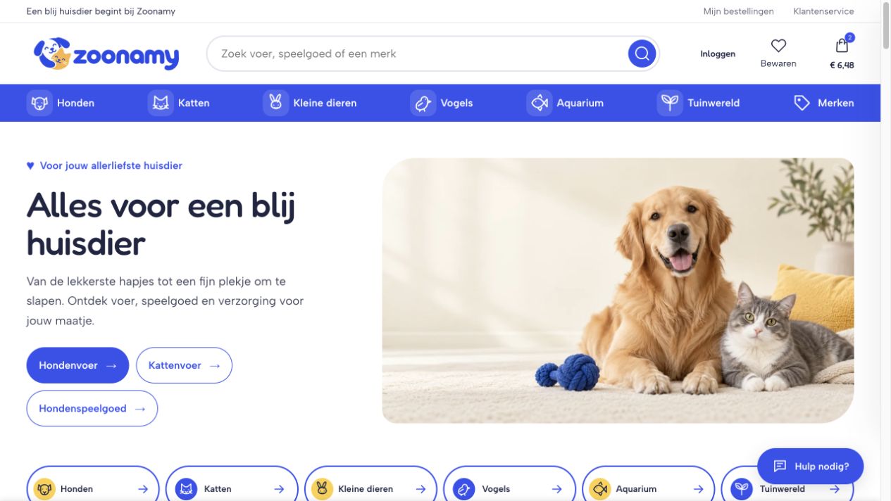 Actual homepage of Zoonamy